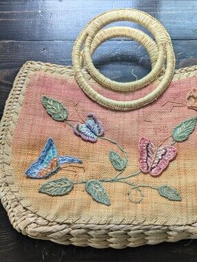 Vintage Cappelli Straworld Woven Straw Purse